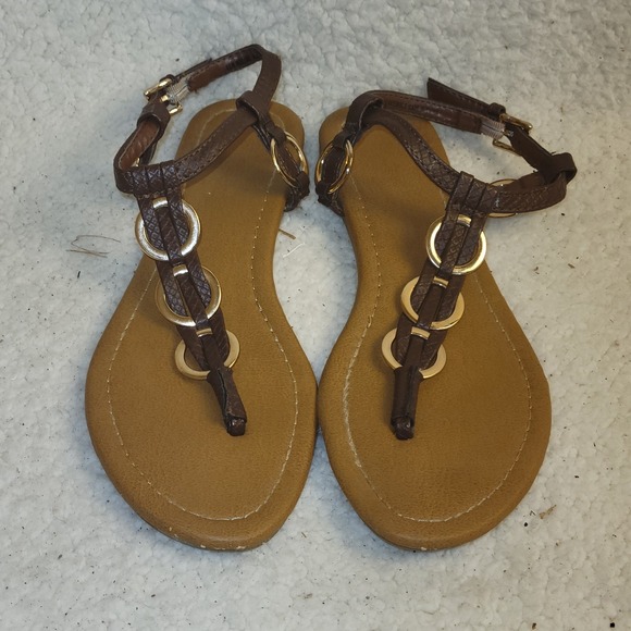 Madeline Stuart Shoes - Madeline Stuart Brown Thong Sandals Women's 8.5M Flat Boho Summer Shoes